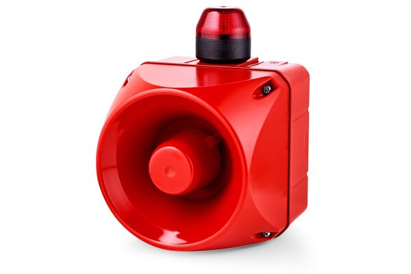 ACM Multi-tone alarm sounder with LED strobe light indicator red 24 V AC/DC IP65 113 dB 
