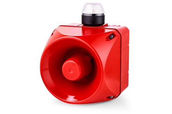 ADL Multi-tone alarm sounder with LED steady/flashing light indicator 230-240 V AC clear