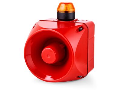 ADM Multi-tone alarm sounder with LED steady/flashing light indicator orange 110-120 V AC IP65 113 dB 