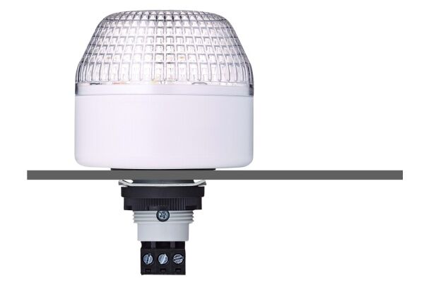 IBL M22 panel mount LED steady/flashing beacon clear 12 V AC/DC IP65 & UL Type 4/4x/13 