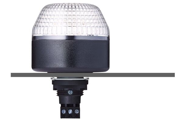 IBL M22 panel mount LED steady/flashing beacon clear 24 V AC/DC IP65 & UL Type 4/4x/13 