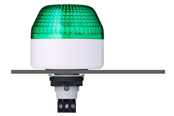 IBL M22 panel mount LED steady/flashing beacon green 110-120 V AC IP65 & UL Type 4/4x/13 