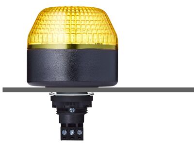 IBL M22 panel mount LED steady/flashing beacon yellow 110-120 V AC IP65 & UL Type 4/4x/13 