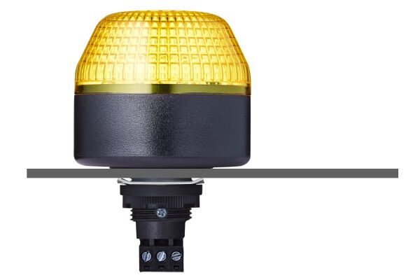 IBL M22 panel mount LED steady/flashing beacon yellow 110-120 V AC IP65 & UL Type 4/4x/13 