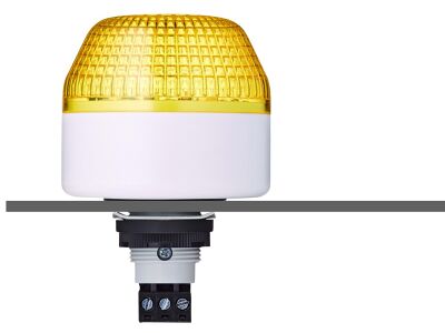 IBL M22 panel mount LED steady/flashing beacon yellow 12 V AC/DC IP65 & UL Type 4/4x/13 