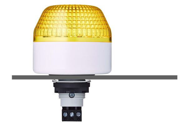 IBL M22 panel mount LED steady/flashing beacon yellow 24 V AC/DC IP65 & UL Type 4/4x/13 
