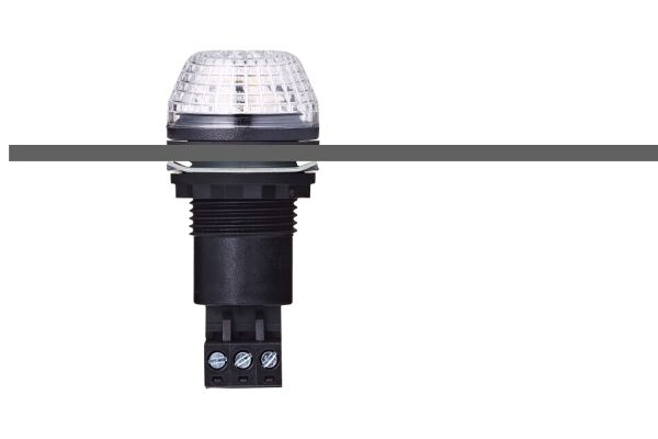 IBS M22 panel mount LED steady/flashing beacon clear 230-240 V AC IP65 & UL Type 4/4x/13 