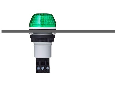 IBS M22 panel mount LED steady/flashing beacon green 12 V AC/DC IP65 & UL Type 4/4x/13 