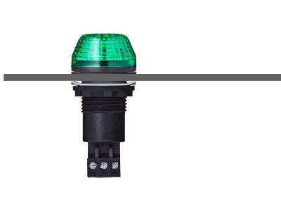 IBS M22 panel mount LED steady/flashing beacon green 12 V AC/DC IP65 & UL Type 4/4x/13 