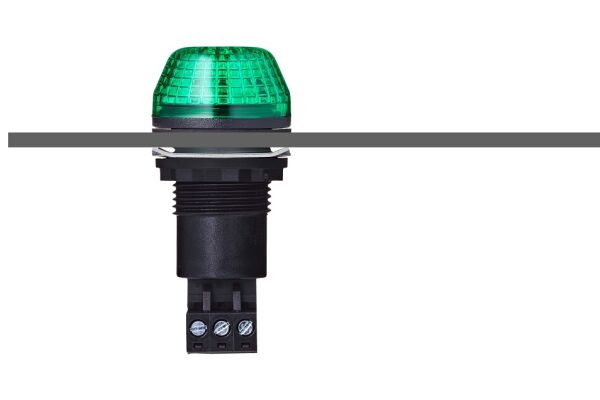 IBS M22 panel mount LED steady/flashing beacon green 230-240 V AC IP65 & UL Type 4/4x/13 