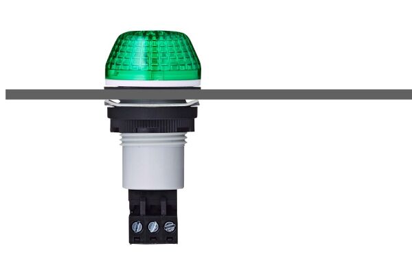 IBS M22 panel mount LED steady/flashing beacon green 230-240 V AC IP65 & UL Type 4/4x/13 