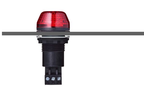 IBS M22 panel mount LED steady/flashing beacon red 24 V AC/DC IP65 & UL Type 4/4x/13 