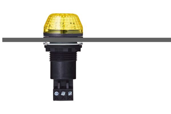 IBS M22 panel mount LED steady/flashing beacon yellow 110-120 V AC IP65 & UL Type 4/4x/13 
