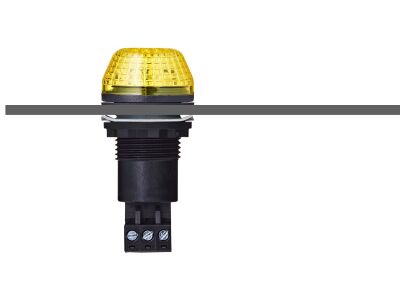 IBS M22 panel mount LED steady/flashing beacon yellow 230-240 V AC IP65 & UL Type 4/4x/13 