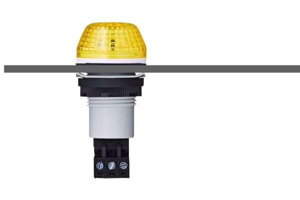 IBS M22 panel mount LED steady/flashing beacon yellow 230-240 V AC IP65 & UL Type 4/4x/13 