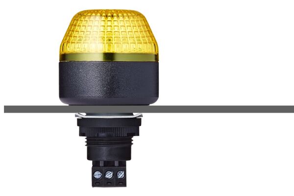 ICM LED-Panel Mount Beacon 45mm,Strobe Light, yellow,24 V AC/DC, black