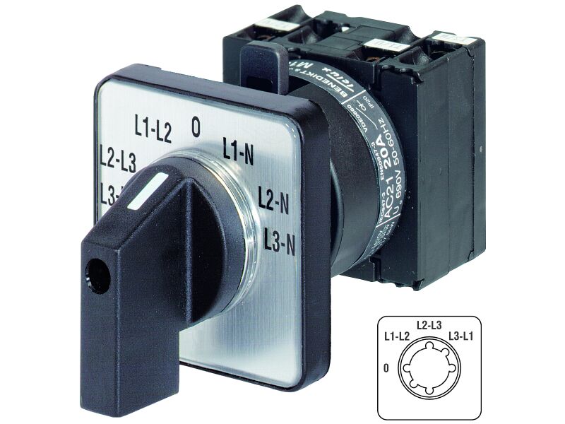 M10H Z V3+G2, Voltmeter selector switch switch 20A central Mount Ø 22mm