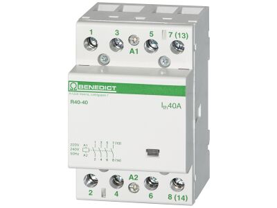 R40-40 230, Modular contactor LOW NOISE 40A 4NO, Coil 230VAC 50Hz - Tipteh