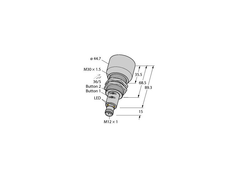 M30e RU600U-M30E-LIU2PN8X2T-H1151, Ultrasonic Sensor, Diffuse Mode Sensor ...