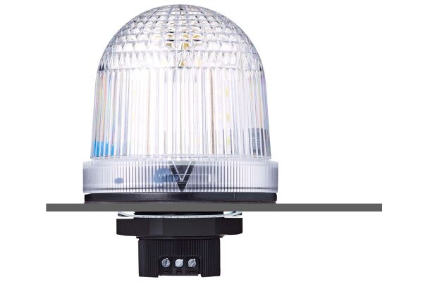 UDFP 37mm panel mount LED multi strobe beacon clear 230-240 V AC IP66 & UL Type 4/4x/13 